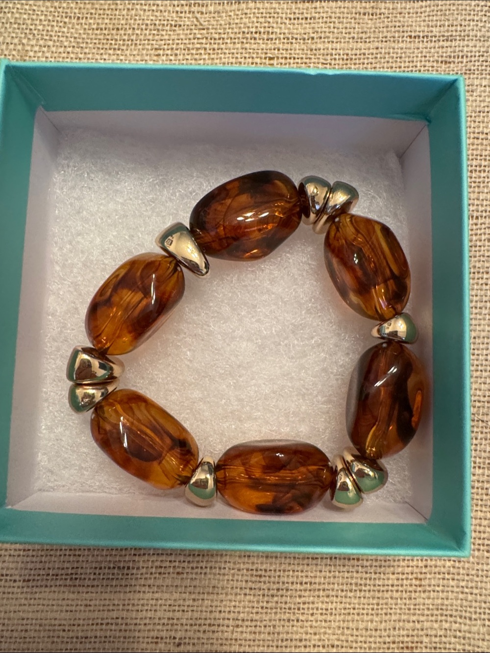 bloom Amber Brown Beaded Bracelet with Gold Accents